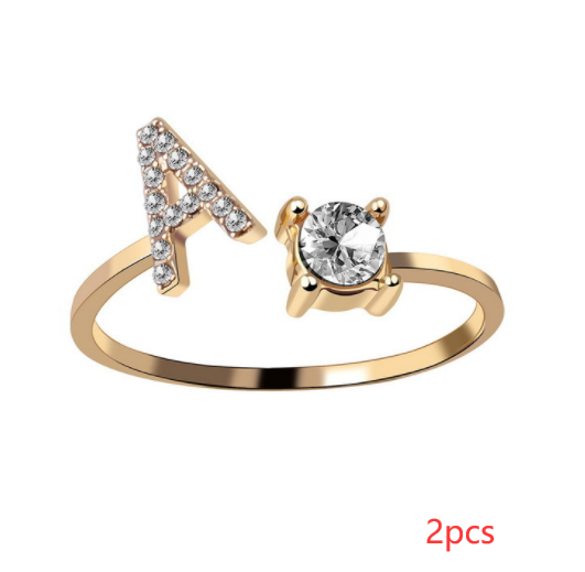 New Design Adjustable 26 Initial Letter Ring Fashion Jewelry For Women Simple Elegant Jewelry