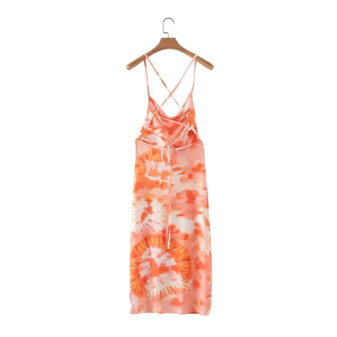 Tie Dye Print Sleeveless Dress