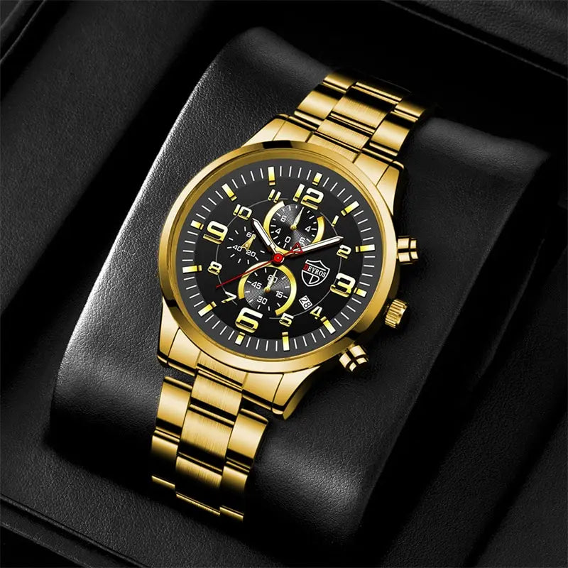 Fashion Mens Sports Watches for Men Luxury Stainless Steel Quartz Wrist Watch Calendar Luminous Clock Man Business Casual Watch