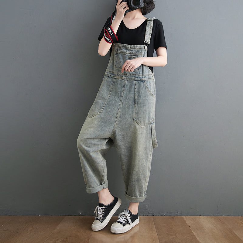 Washed Pockets Denim Jumpsuits