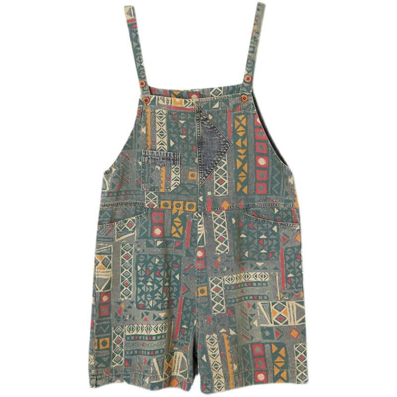 Retro Summer Shorts Jumpsuit