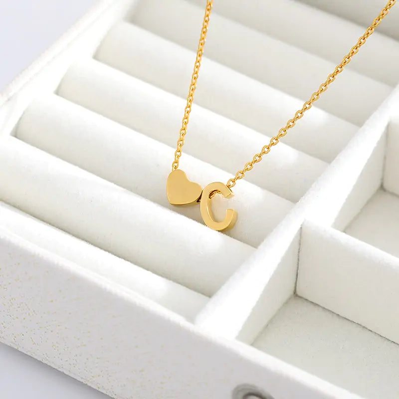 Letter Heart Initial Necklaces