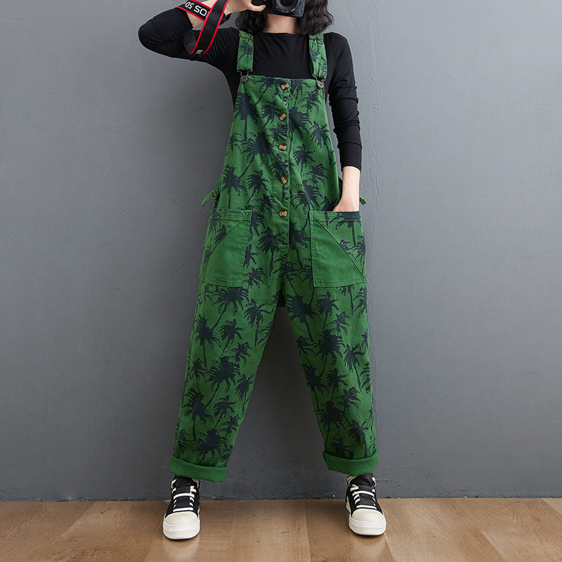 Korean Straight Green Jumpsuit